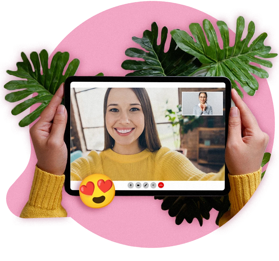 Kobieta podczas lekcji angielskiego online 1:1 z lektorką